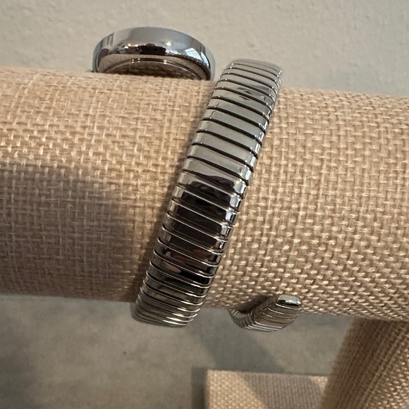 Stainless steel & Black Onyx  coil watch by Colleen Lopez - Picture 5 of 10